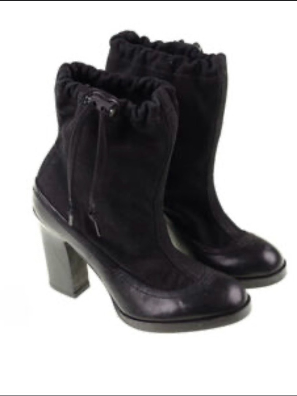rag & bone Black Suede and Leather Drawstring Ankle Boots